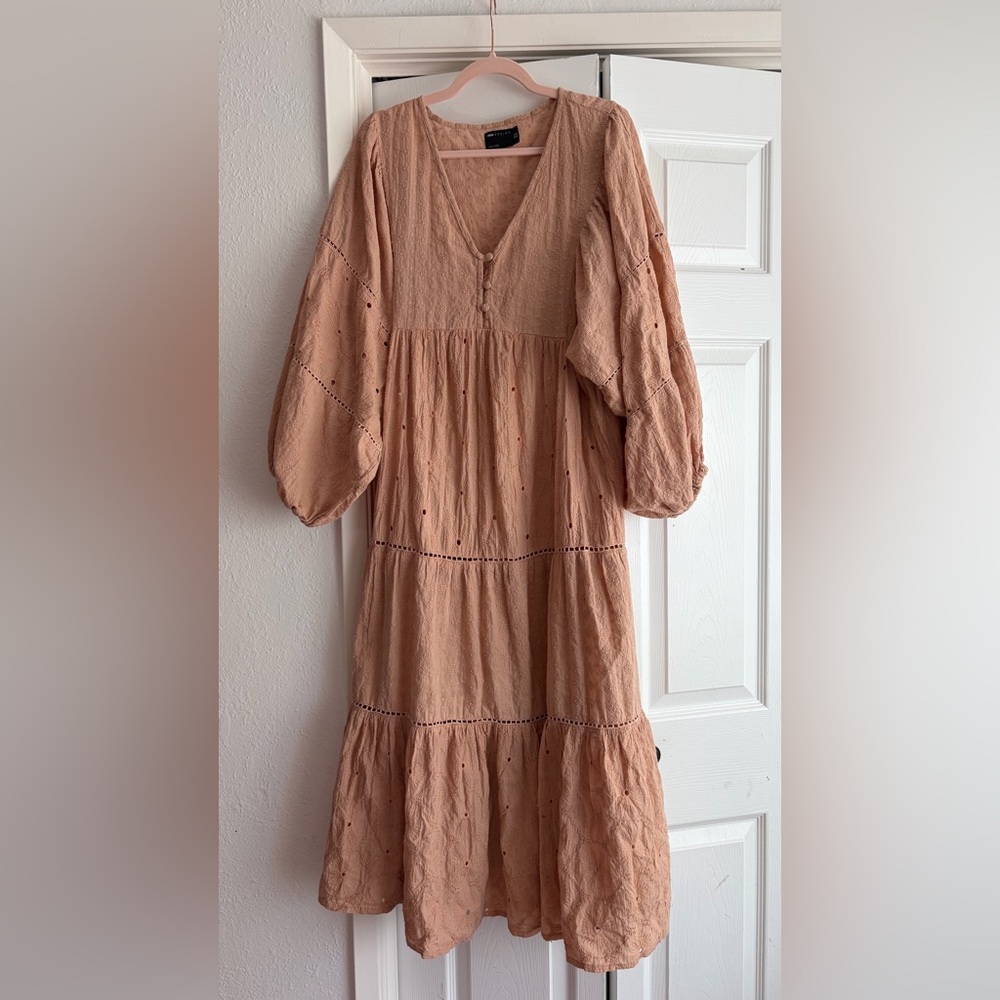 ASOS DESIGN Embroidered Eyelet Boho Midi Maxi Clay Dress